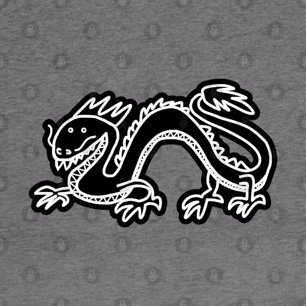 Dragon Black and White Line Art by ellenhenryart